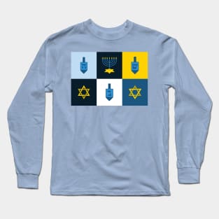 colorblock hebrew hanukkah menorah dreidel Long Sleeve T-Shirt